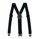 KUNN Men's Perry 1.5 inch Wide Suspender,Elastic Hook End Belt Suspenders Black