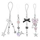 cioatu 4PCS Cute Phone Charms Aesthetic Y2K Cell Phone Charms Strap Pink Strawberry Butterfly Star Phone Charm Y2K Accessories for Phone Bag Keychain Airpods Camera Pendants Decor, Alloy Steel, 1