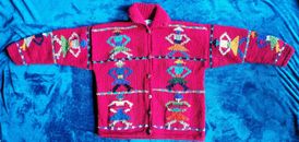 Vintage 90s Womens Handmade Wool Sweater Quichua Village Southwest Native XL
