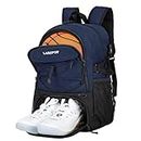 LARIPOP | Large Basketball Backpack Bag Sports with Separate Ball holder & Shoes Compartment Fit 15+ Shoe, Boys Girls Woven,Best for Basketball, Soccer, Volleyball, Swim, Gym, Travel Youth And Adult