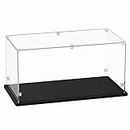 Gemutlich Acrylic Display Case 15x8x8 Inch Cube- 3mm Thick Acrylic Display Box with Black Wooden Base, Assemble Dustproof Showcase Clear Display Case for Collectibles Figures Doll Toys Models Cars