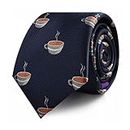 Coffee Lover Cappuccino Latte Caffeine Tea Lover Tie for Him | Espresso Ties for Men | Black Skinny Neckties | Present for Work Colleague | Bday Present for Guys (Coffee)