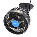 HueLiv Car Fan 12V 4.5" Electric Car Cooling Fan with 360 Degree Adjustable That Plugs into Cigarette Lighter/Low Noise Automobile Vehicle Fan for Car Truck Van SUV RV Boat