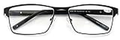 V.W.E. Men Premium Rectangle Metal with Plastic Temple Extra Large Reader - 152mm Wide Frame Reading Glasses (Black, 2.25)