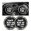 2 Pack Bling Car Coasters for Cup Holder, Crystal Rhinestone 2.75 in Cup Holder Coaster, Silicone Anti-Slip Insert Cup Mats for Women, Interior Accessories Universal for Most Cars (Black/White)
