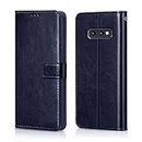 WOW IMAGINE Shock Proof Flip Cover Back Case Cover for Samsung Galaxy S10E (Flexible | Leather Finish | Card Pockets Wallet & Stand | Blue)