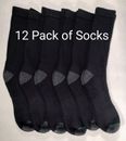 Burlington Men's Comfort Athletic Crew Thick Socks 12 pairs (Large 6-12) Black
