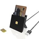 Credit Card Reader, SIM Card Reader, Dual Slots Smart Card Reader for Common Access CAC/SIM/ID/IC Bank/Health/Insurance/e-Tax/Contact Chip Card, Compatible with PC, Laptop - Windows/Vista/7/8/11
