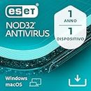ESET NOD32 2023 | Antivirus Base | 1 Dispositivo | 1 Anno | Nuova Licenza | PC/Mac | Codice d'attivazione via email