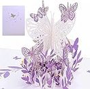 Butterfly Flower 3D Pop Up Greeting Card, for Her, Mum, Wife, Lovers, Valentines, Birthday, Anniversary, Christmas, Flower Bouquet,Wedding Gift (Butterfly)