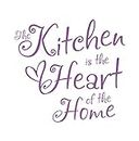 LightningSigns The Kitchen is the Heart of the Home - Adhesivo decorativo para pared, diseño de texto en inglés "The Kitchen is the Heart of the Home", color morado