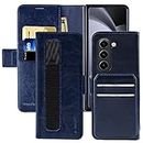 MONASAY Galaxy Z Fold 5 5G Wallet Case with S Pen Holder, Flip Folio Leather Cell Phone Cover with RFID Blocking Credit Card Holder for Samsung Galaxy Z Fold 5, Blue