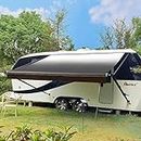 Awnlux Black Manual Modular Retractable RV Awning Full Set Assemblies for RV, 5th Wheel, Travel Trailers, Toy Haulers, and Motorhome - RV Trailer Awning for Home or Camper - 14x8 Feet-Black Fade