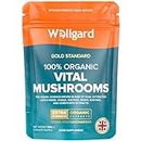 Organic Mushroom Complex, Vital Mushrooms by Wellgard - Mushroom Powder with Lions Mane, Chaga, Reishi, Cordyceps, Shitake, Maitake, Made in UK
