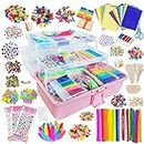 Itopstar 3000 Kids Arts and Crafts Supplies for Kids Girls Ultimate Crafting Supply Set in Portable 3 Layered Plastic Art Box All in One for Craft DIY Art Supplies