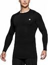 NEVER LOSE Compression T-Shirt, Top Full Sleeve Plain Athletic Fit Multi Sports Cycling, Cricket, Football, Badminton, Gym, Fitness & Other Outdoor Inner Wear (Black, XX-Large)
