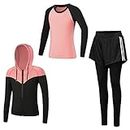 Kids Girls Tracksuit 2/3 pcs Sports Suit Contrast Hooded Top With Bottom Joggers Jogging Suit Sweatpants Activewear Outfit Set for Childrens Age 3-14 Years