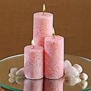 PROSPERRO LUMO Paraffin Wax By Parkash Candles Set Of 3 Fragrance Pillar Candles Marble Finish (Baby Pink - White Sage)