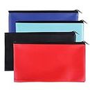 Zipper Bank Bags ,4 Pack Money Pouch Bank Deposit Bag PU Leather Cash and Coin Pouch bank envelopes with zipper (Colorful)
