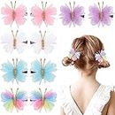 10PCS Mini Butterfly Hair Clips, Oaoleer 2" Tulle Mesh Hair Bow Pins Colorful Butterfly Hair Barrettes Wedding Hair Accessories for Baby Girls Women Halloween Cosplaying Party Decor (Tulle Butterfly)