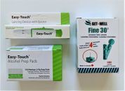 EasyTouch Lancing Device & 100  Prep Pads & 100 GETWELL Universal Twist Lancets