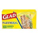 Glad FLEXN SEAL Food Storage Plastic Bags - Sandwich - 100 Count (Pack of 4)