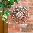 Homezone® Modern Open Face Bronze Effect Wall Clock - Power Operated Waterproof and Weatherproof Large Garden Clock - Indoor or Outdoor Decorative Ornament Clock for Living Room, Home Decor (30cm)