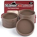 Furniture Coasters - 8 Pcs 3”Round Furniture Caster Cups Non Slip Pads Hardwoods Floors Non Skid Furniture Grippers Rubber Furniture Feet Anti Slide Floor Protector for Bed Couch Stoppers Brown