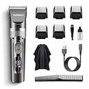 SUPRENT™ Cordless Rechargeable Hair Clippers for Men, Waterproof Hair Trimmer with Adjustable Speeds and Lengths, Removable Ceramic Titanium Blade, All-In-One Hair Cutting Kit