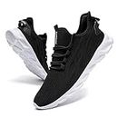 EGMPDA Women Walking Shoes Sport Athletic Sneakers Women Casual Breathable Running Shoes Gym Tennis Slip On Comfortable Lightweight Shoes for Jogging White Black US Size 10