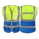 TopTie Chaleco de seguridad para visitantes, 9 bolsillos Chaleco de seguridad de alta visibilidad con tiras reflectantes