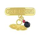 Gold Plated Simulated Azabache St Lucy Evil Eye Protection Charm Baby Pin Brooch - "Dios Me Bendiga" Evil Eye Protection Pin Brooch for Newborn Babies, Infants, and Toddlers