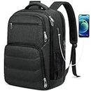 Laptop Backpack 17 Inch Travel Backpack for Men Women Large Waterproof Computer Backpack Work Business College Backpack TSA Friendly Carry on Backpack with USB Port, Black