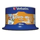 Verbatim DVD-R 4,7 GB 16x vergini full ink wide printable stampabili 120 min. in campana da 50 pezzi (43533)