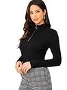 Style Prezone Zip Tops |Tops For Women |Tops For Women Stylish|Top For Girls|Regular Fit Top For Women Stylish (30, Black)