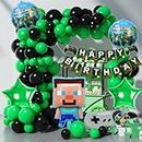 Rozi Decoration Minecraft Theme Happy Birthday Decoration Items Set of 58 Pcs Minecraft Foil Balloon | Minecraft Theme Birthday Party Decorations | Video Game Birthday Decoration Items