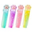 KALIONE 4 Packs Retractable Erasers, Cute Erasers, Multicolor Cat Paw Print Erasers, Aesthetic Erasers for Women Girls, Kawaii Eraser, Push-Pull Jelly Eraser for Home Office School Stationery Supplies