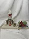 Vintage Christmas Putz Cardboard Church And House Mica Glitter Japan