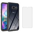 Phone Case for LG G8X ThinQ V50S Thin Q with Tempered Glass Screen Protector Clear Cover and Slim TPU Bumper Hybrid Hard Rugged Cell Accessories LGG8XThinQ GX8 8X Cases Boys Girls Girl Women Men Black