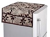 Heart Home Leaf Design Velvet Fridge, Refrigerator, Side by Side, Double Door Top Cover, Protect for Scratches, Waterproof, Wear & Tear and Dust with 6 Utility Side Pockets (Maroon)-HS_38_HEARTH21091