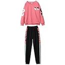 amropi Girl's Tracksuit Set Striped Sweatshirt Top + Jogging Pants 2 Piece Sweatsuit Red Black,11-12 Years