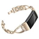 Hopply Compatible with Fitbit Charge 3 /Charge 4 Bands for Women Girl, Metal Replacement Charge 3 hr Wristbands Strap with Bling Rhinestone for Fitbit Charge 4 Special Edition(Champagne Gold)