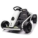 Kids Republic 24V Electric GoKart - Outdoor Racer Drifter Go Kart Drift Car for Kids and Adults with Upgraded Design (White)