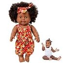 VIVBOO Black Dolls 12in African American Baby Doll for Kids Aged 2 3 4 5 6 7 Years Old Girls Washable Reborn Baby Dolls Silicone Full Body, Limbs Soft Adjustable Black Barbie Dolls