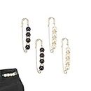 Faux Pearl Brooch Pin, 4 Pcs Sweater Shawl Clip Brooch Pin Pants Cardigan Collar Safety Pins for DIY Clothes, Clothing Bag Accessories(Black and White)