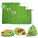Necavu 100% cotton set of 6 fridge bag | Eco-friendly natural vegetables bags for fridge storage & mesh net vegetable bag fridge | Multi-purpose Eco-friendly cotton mesh bag (Neem Green)