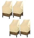 High Back Beige Patio Chair Covers Waterproof Heavy Duty Outdoor Bar Stool Covers Stackable Beige Patio Furniture Covers Set of 4 Outside Lounge Deep Seat Covers Lawn Chair Covers-Beige&Brown, 4 Pack