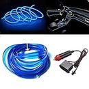 Suzec 5m Auto Car Neon LED Panel Gap String Strip Light, Glowing Wire/El Wire Lamp, Cold Strobing for Automotive Interior Car Decor Decorative Atmosphere LED Light with Adapter (Blue)