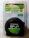 Pittsburgh QuikFind Tape Measure ~ 25 Foot by 1 Inch, Easy to Read, High Strength ABS Rubber Wrapped Case (Black with Orange Trim)