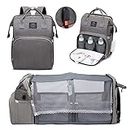 Diaper Bag Backpack,Baby Diaper Bags,Multifunctional Travel Diaper Waterproof Backpack, with Portable Diaper Pad (Grey)